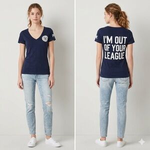 PINK Victoria’s Secret Yankees Short Sleeve Deep V Neck T-Shirt